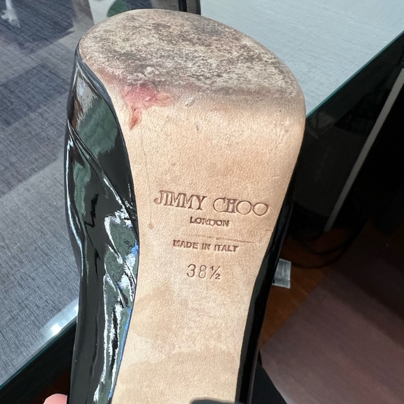 HP🎉🎉Jimmy Choo Black Patent Quiet Peep Toe Platform Pumps🎉🎉 - Picture 15 of 15